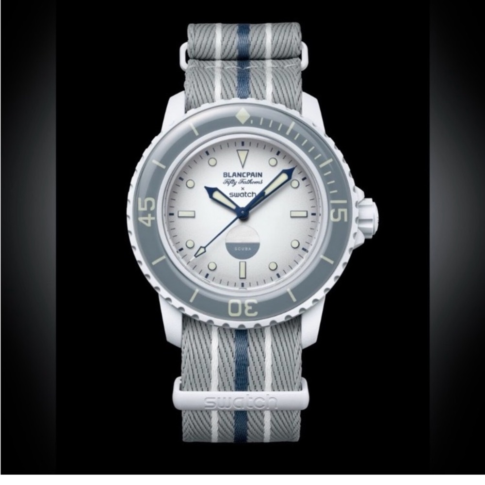 Blancpain x swatch scuba fifty fathoms Antarctic Ocean bioceramic watch